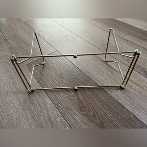 Vintage Gold Tone Metal Wire Rack Sliding Expandable MCM Art Deco Style